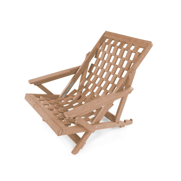 English Elm Pinecrest Outdoor Folding Lounge Chair Recycled Hdpe Reclining Patio Seat with Cushion Teak B2745P409694