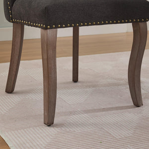 English Elm Wooden Modern Fabric Dining Chairs Set of 2 with Dual-Rebound Cushion & Curved Solid Wood Legs for Stylish Comfort Black W1143P372911