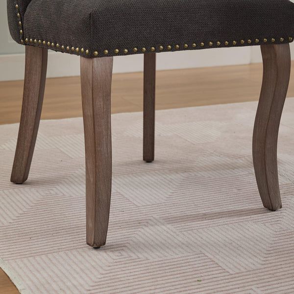 English Elm Wooden Modern Fabric Dining Chairs Set of 2 with Dual-Rebound Cushion & Curved Solid Wood Legs for Stylish Comfort Black W1143P372911