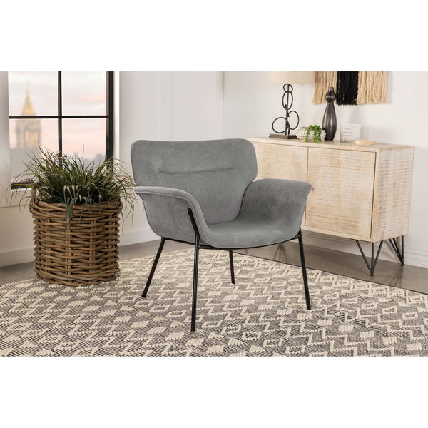English Elm Davina Ash Grey Upholstered Chair with Flared Arms, Plush Seat & Metal Legs for Modern Minimalist Homes B062P344977