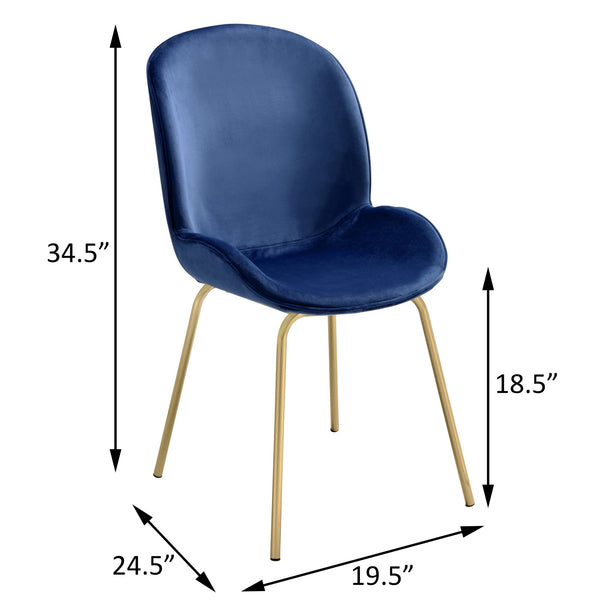 English Elm Blue Velvet Wingback Side Chairs Set of 2 — Plush Gold-Leg Dining Accent Chairs, Luxurious Supportive Comfort B062P185660