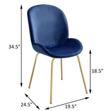 English Elm Blue and Gold Solid Back Side Chairs (Set Of 2)