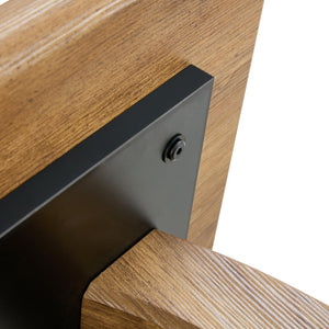 English Elm Modern Wood Texture MDF Square Coffee Table with Gold Trim, Rounded Edges, Durable Scratch-Resist W1151P211299