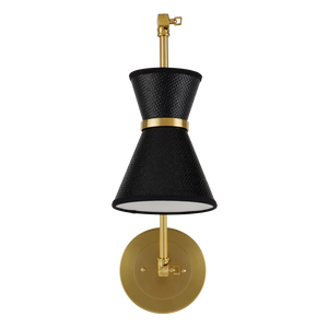 Avignon Wall Sconce - Handmade Black Paper Shade & Polished Brass Finish, French Chic Design Accent