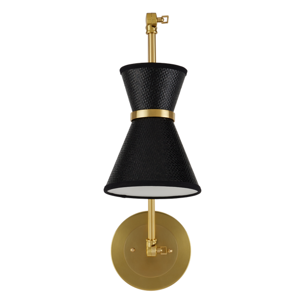 Avignon Wall Sconce - Handmade Black Paper Shade & Polished Brass Finish, French Chic Design Accent