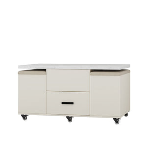 English Elm Modern Lift-Up Coffee Table with 4 Stools Set — Space-Saving Convertible Dining Table with Hidden Storage and Cushioned Seating Light Yellow 41.7 L x 25.78 W x 6.29 H W1321S00014