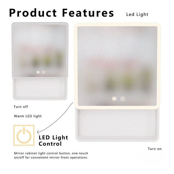 English Elm Led Medicine Cabinet with Anti-fog Mirror Warm Lighting Aluminum Wall Mount Bathroom W3083P451436