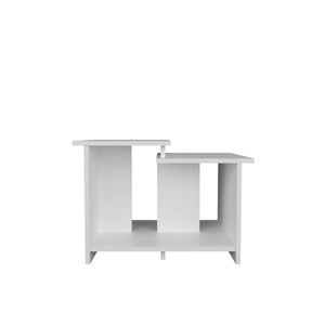English Elm Weman modern 23.6" coffee table with open lower shelf, compact durable particleboard design for tidy spaces White 14.3 L x 56 W x 9 H B070P254772