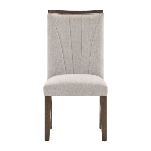 English Elm Contemporary Brookings Side Chairs Set of 2 — Brown Acacia Veneer, Textured Gray Fabric Seats, Fan-Stitched Backrests B011P285312