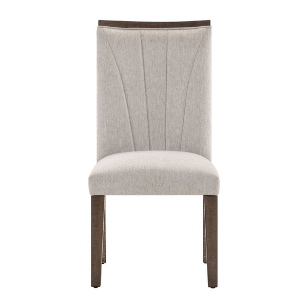 English Elm Contemporary Acacia Veneer Extendable Dining Set with Six Upholstered Gray Fabric Chairs B011S01603