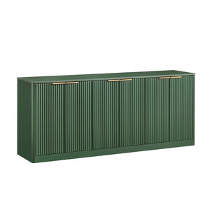 English Elm 67-inch Wavy Sage Green Sideboard with Six Doors Wood Grain Top Living Room Storage W1162P387864