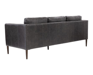 Sunpan Richmond Modern Sofa in Cortina Black Leather – Stylish Comfort with Solid Wood Legs & Unique Design