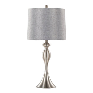 English Elm Ashland 27" Contemporary Metal Table Lamp with Brushed Nickel Finish and Textured Linen Shade Set Grey B202P224084