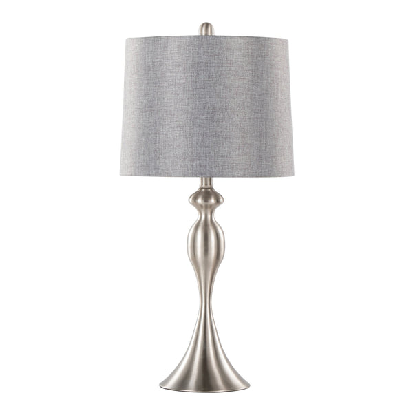 English Elm Ashland 27" Contemporary Metal Table Lamp with Brushed Nickel Finish and Textured Linen Shade Set Grey B202P224084