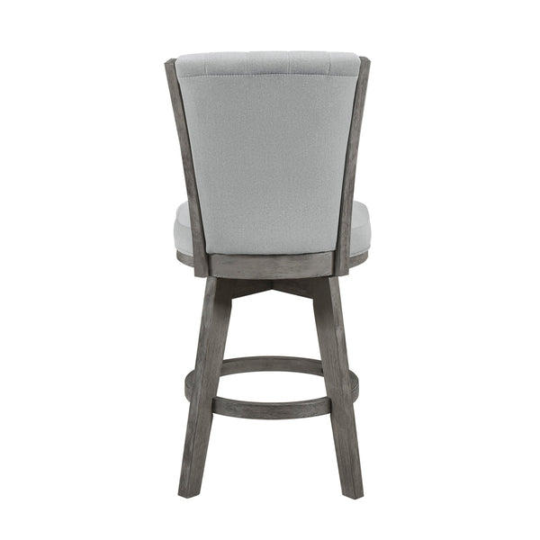 English Elm Gray Counter Height Swivel Chairs Set Of 2 - Soft Velvet Upholstered, Durable Wood Frame, Modern Style B011P220997