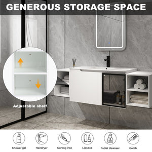 English Elm 60" Freestanding Double Sink Bathroom Vanity with Soft-close Doors and Three Drawers W999S00531