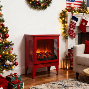 English Elm 18 Inch Electric Stove Heater Cast Iron Style 3d Led Flame Panoramic Mesh View W1769P394302