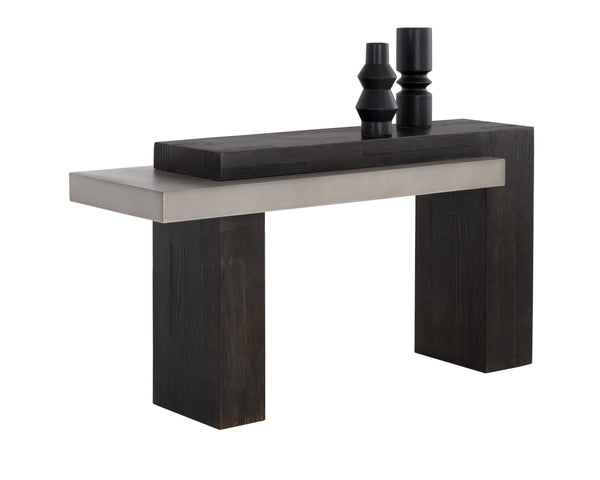 Sunpan Herriot Console Table – Stunning Contemporary Design with Unique Concrete Finish for Indoor & Outdoor Use Dark Brown / Grey