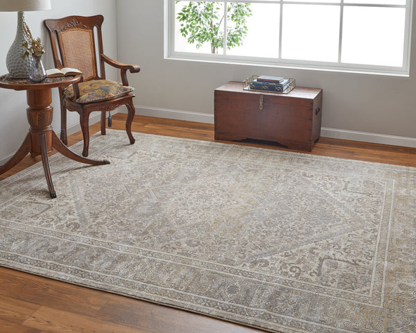Feizy Rugs Celene Vintage-inspired Floral Medallion Rug – Luxurious Machine-made Design For Timeless Elegance Tan,Brown,Ivory Viscose,Polyester Cel39kxfbgegryp00