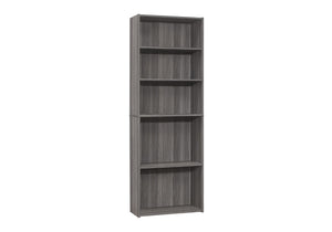 English Elm Bookshelf, Six Tier Tall White Laminate Unit for Home Office or Bedroom Storage B2710P219786