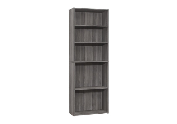 English Elm Bookshelf, Six Tier Tall White Laminate Unit for Home Office or Bedroom Storage B2710P219786