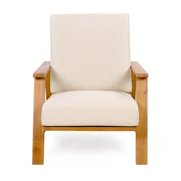 English Elm Christopher Knight Home® - Patio Lounge Chair - Weather-Resistant Beige Cushion & Teak Acacia Wood Frame For Outdoor Elegance N779P291591T