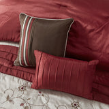 Madison Park Serene Transitional Embroidered 7 Piece Comforter Set MP10-309 Red