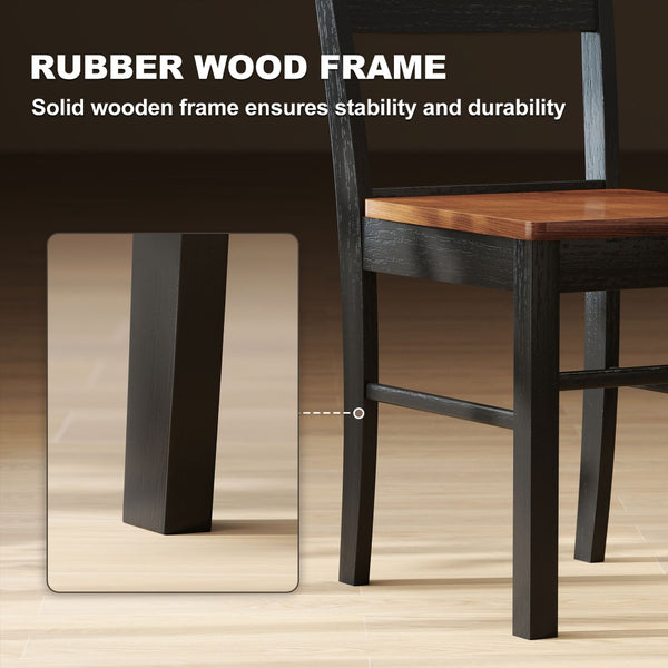 English Elm Wood Windsor Spindle Back Dining Chair Set of Four Solid Rubberwood Farmhouse Matte Black T3971P429713
