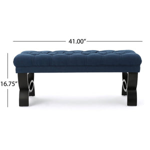 English Elm Hilton Tufted Upholstered Bench Ottoman with Diamond Stitching and Vintage Curved Legs 54743.00DBL