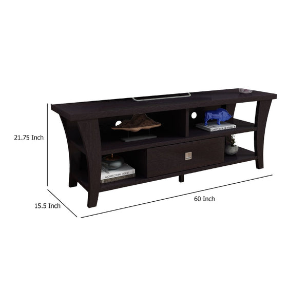 English Elm Tv Media Cabinet with Curved Wood Legs Four Open Shelves Mid-century Living Room B056P416987