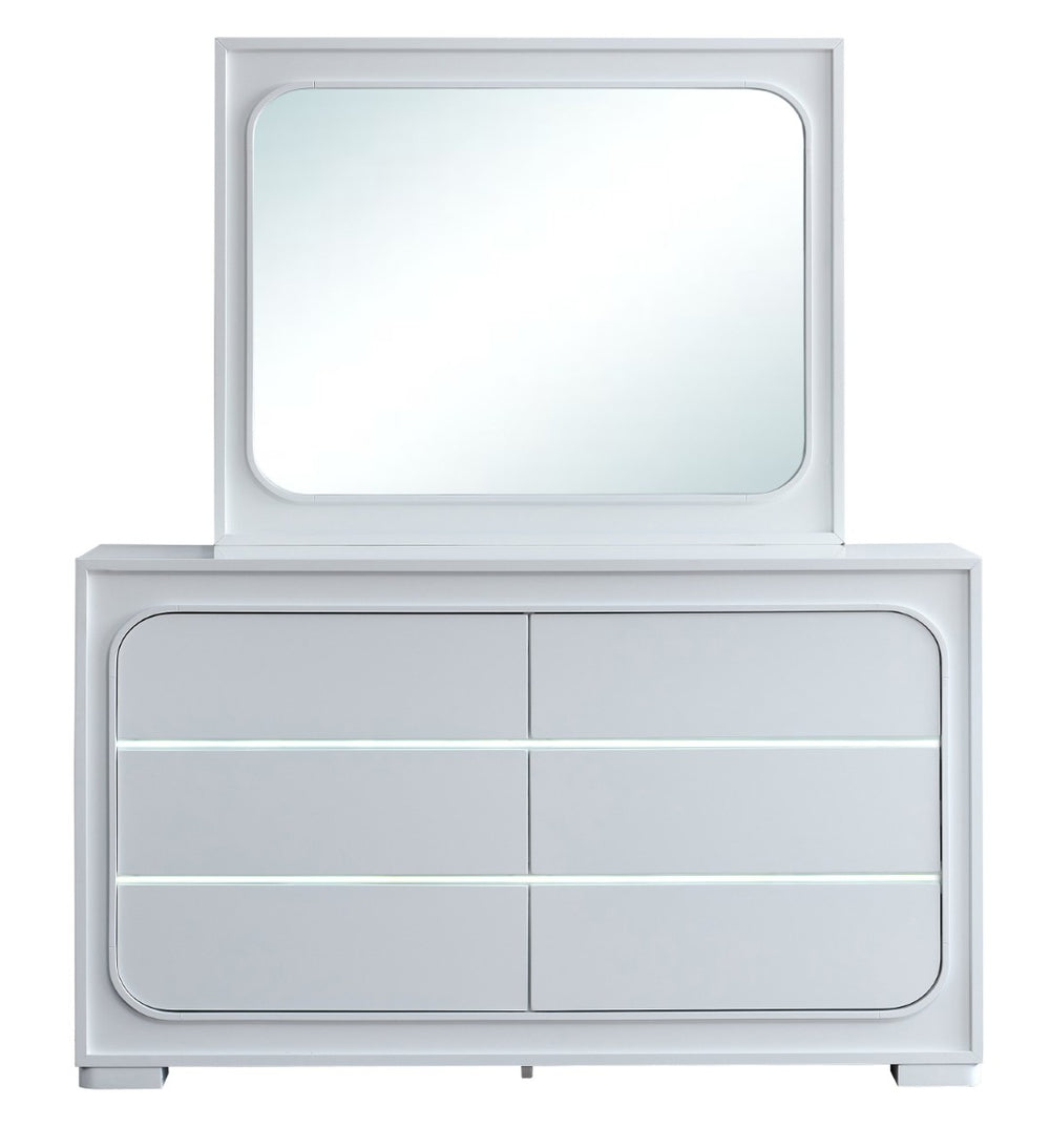 English Elm Milan Modern White Dresser with Integrated Led Lighting and Full Extension Drawers White B078P497945