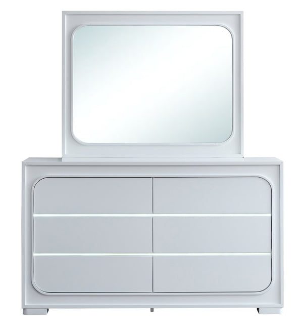 English Elm Milan Modern White Dresser with Integrated Led Lighting and Full Extension Drawers White B078P497945