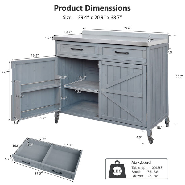 English Elm K&k Outdoor Modular Kitchen Island 2 Piece Fir Wood Stainless Steel Sink Station N707S000024G