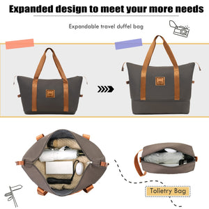 English Elm Softside Expandable Spinner Luggage Set with Tsa Lock Duffel Polyester Travel Brown N732P201004E