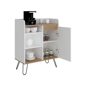 English Elm Calvin Two-tone Coffee Bar Cabinet with Open Shelves for Kitchen or Dining Nook B097P481225