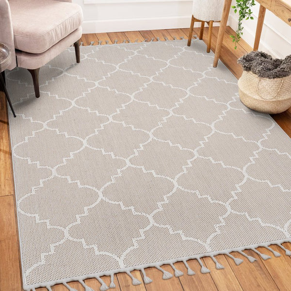 English Elm Loom Trellis Indoor/Outdoor Area Rug 8X10 – Soft Ivory, Durable, Kid & Pet Friendly For Modern Spaces B335P289604