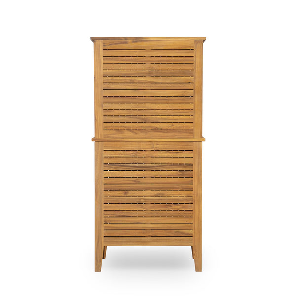 English Elm Christopher Knight Home® - Kedzie Teak Acacia Wood Cabinet with Slatted Coastal Farmhouse Design, Weather‑Resistant Storage (44.5") N775P251936T