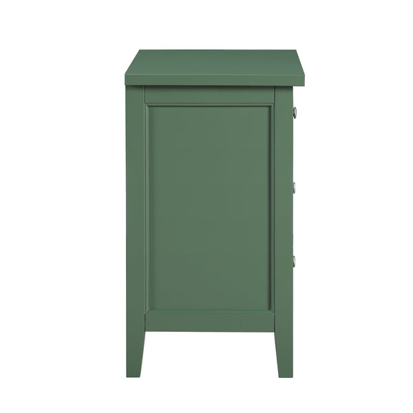 English Elm Luca 3-Drawer Nightstand with Dovetail Drawers and Metal Glides, Tapered Legs, No Assembly Required Antique Green B050P376950