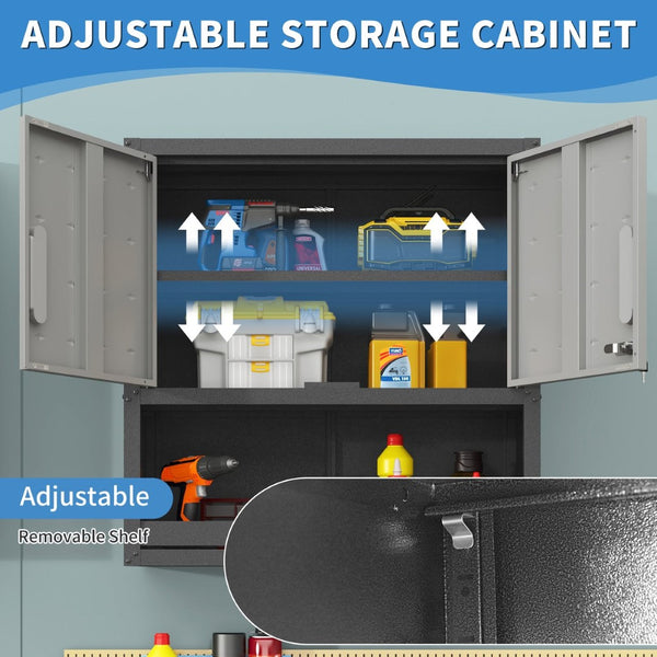 English Elm Heavy Duty Wall Mounted Steel Cabinet Locking Lift Door Garage Workshop Storage T2398P236505