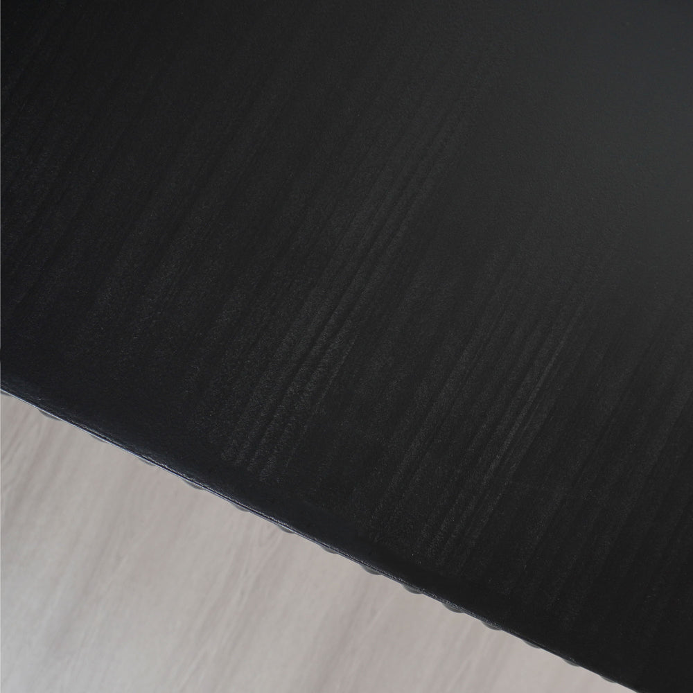 English Elm Black Wood Console Table 64.2"L Curved Waterfall Design with Handcrafted Wood Beads for Entryway Decor W2729P239168