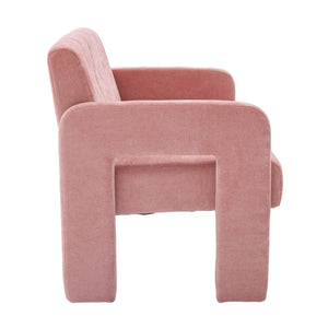 English Elm Nordic Ergonomic Double Armchair Upholstered Chenille Two-Seater Sofa 550lb Capacity Compact Lounge Chair Pink W395P380535