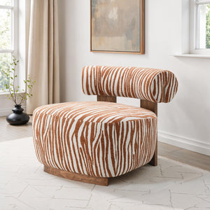 English Elm 1Pc Accent Chair In Zebra Stripe Fabric With Rustic Orange, Modern Comfort For Living Rooms & Nooks B2741P401399