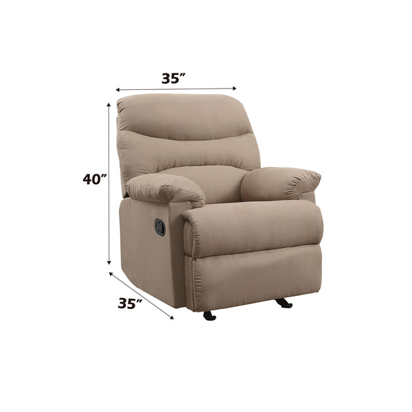 English Elm Arcadia Plush Microfiber Motion Recliner with Pillow-Top Arms, Smooth Latch Mechanism for Relaxation Light Brown 32 L x 31 W x 27 H B2726P256679