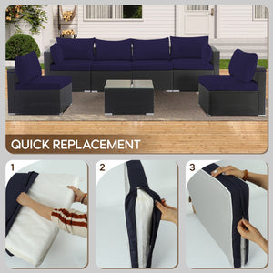 English Elm Cushion Chaise Lounge 75" Black White Striped Outdoor Seat and Back with Zipper, Removable Cover Navy Blue W419P199030