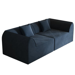 English Elm Compressed Memory Foam Sofa 2-Seater Lounger Daybed with Rectangular Pillow, Space-Saving Expandable Comfort Blue W3670S00006