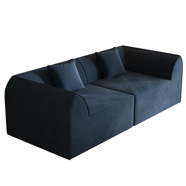 English Elm Compressed Memory Foam Sofa 2-Seater Lounger Daybed with Rectangular Pillow, Space-Saving Expandable Comfort Blue W3670S00006