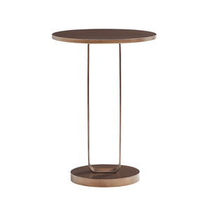 English Elm Tareel Sculptural Antique Bronze Round Accent Table with Open Oval Pedestal, 15.75" Top, Versatile B050P364436