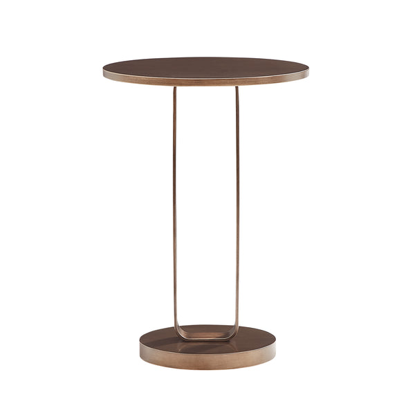 English Elm Tareel Sculptural Antique Bronze Round Accent Table with Open Oval Pedestal, 15.75" Top, Versatile B050P364436