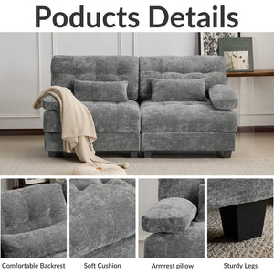 English Elm 67" Loveseat with 4-Position Recline, Plush Chenille Upholstery, 350lb/Seat Capacity, 2 Pillows, Easy Setup Gray W2606P359227