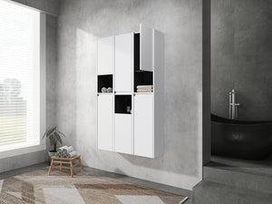 English Elm 12" Bathroom Side Cabinet - Sleek Wall-Mounted Storage With Soft-Close Doors & Modern Design W999S00283